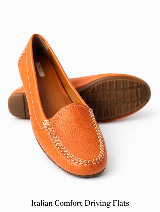 Geox Shoes - Geox Respira Orange Leather Loafers Italian Comfort Driving Flats  EU38.5/US8